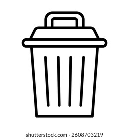 Waste Bin Vector Line Icon Design