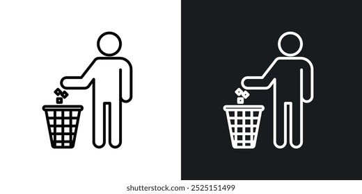 Waste Binline in Thin line black color. flat simple vector symbols illustration.