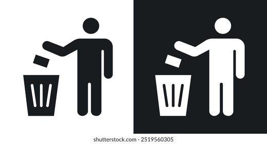 Conjunto de iconos de Vector binline de residuos en estilo sólido y de contorno.