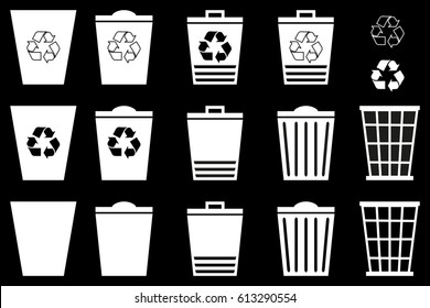 Waste bins. set, Vector Set Recycle Bins for Trash and Garbage, trash icon