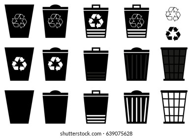 Waste bins - set, Vector Set Recycle Bins for Trash and Garbage, trash icon