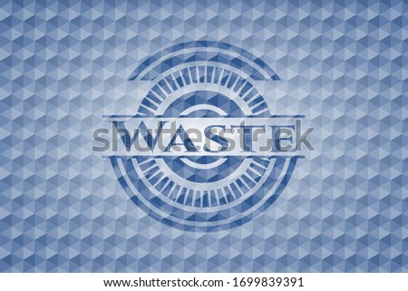 Waste blue hexagon badge. Vector Illustration. Detailed.