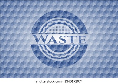 Waste blue polygonal badge.