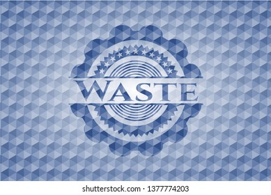 Waste blue polygonal badge.