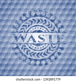 Waste blue polygonal badge. Vector Illustration. Detailed.