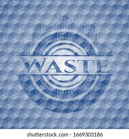 Waste blue polygonal emblem. Vector Illustration. Detailed.