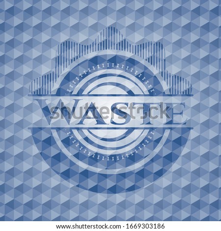 Waste blue polygonal emblem. Vector Illustration. Detailed.