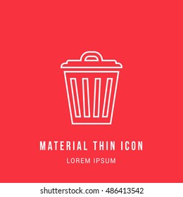 Waste Bright red material designed line thin flat icon / logo