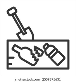 Waste Burial Outline Icon Vector Illustration