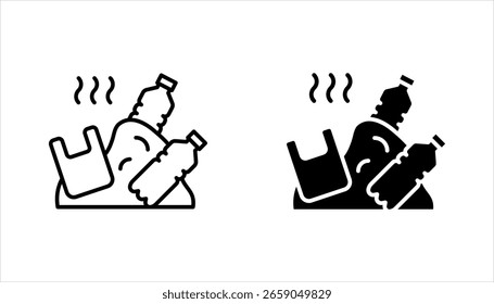 conjunto de ícones de coleta de lixo. design de linha fina, ilustração vetorial no fundo branco