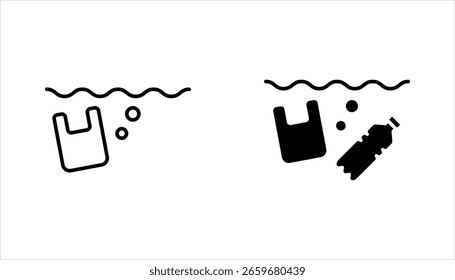 waste collection icon set. thin line design, vector illustration on white background