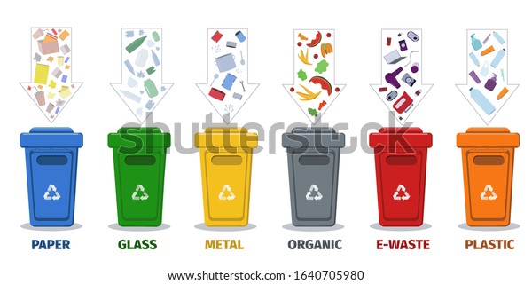 Waste Collection Segregation Recycling Separating Garbage Stock Vector ...