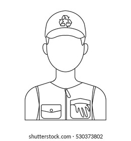 Waste collector icon in outline style isolated on white background. Trash and garbage symbol stock vector illustration.