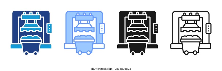 Waste Compactor icon set multiple style collection