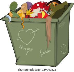 Waste container. Cartoon