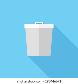 Waste container icon. Flat design style modern vector illustration. Isolated on stylish color background. Flat long shadow icon. Elements in flat design.