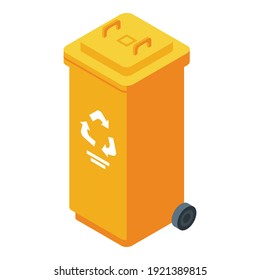 Waste container icon. Isometric of waste container vector icon for web design isolated on white background