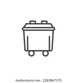 Waste container line icon. linear style sign for mobile concept and web design. Wheelie bin outline vector icon. Symbol, logo illustration. Vector graphics