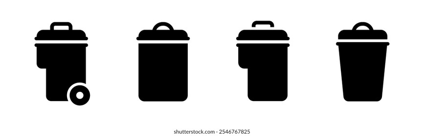 Waste container vector set. Trash bins in flat style