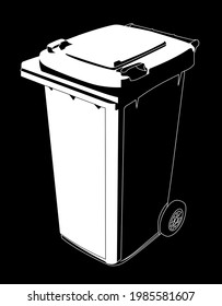 waste container white on black background