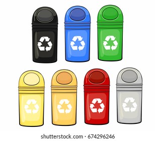 Waste containers for sorting waste. Vector image in a flat cartoon style. Concept care for the environment