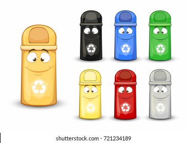 Waste containers for sorting waste. Vector image in a flat cartoon style. Concept care for the environment