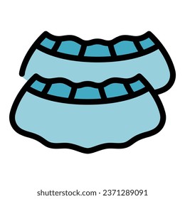 Waste cover shoe icon outline vector. Safety mask. Gloves safety color flat