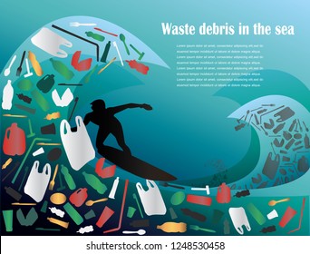 Waste Debris Seaposter Template Vector Illustration Stock Vector ...