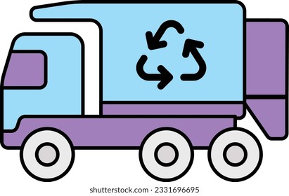 Waste or Direct Collection Vehicle vector color design, Housekeeping symbol, Office caretaker sign, porter or cleanser equipment stock illustration, Split Body Rear Load Garbage Trucks concept