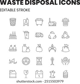 Waste disposal - 25 vector icons