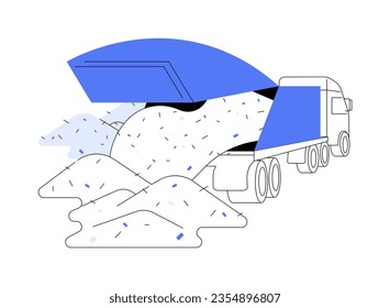 Waste disposal abstract concept vector illustration. Process on unloading a trash from big truck at dump, ecology industry, urban waste management, garbage reducing abstract metaphor.