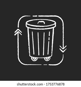 Waste disposal chalk white icon on black background. Recycle garbage. Reduce trash. Junk management and separation. Environmental pollution. Isolated vector chalkboard illustration