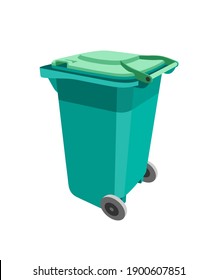waste disposal container. trash can on wheels isolate. garbage collection box. ecology and cleanliness