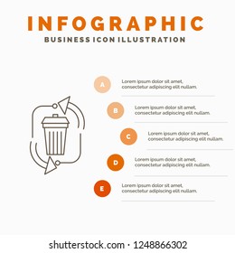 waste, disposal, garbage, management, recycle Infographics Template for Website and Presentation. Line Gray icon with Orange infographic style vector illustration