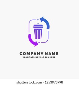 waste, disposal, garbage, management, recycle Purple Business Logo Template. Place for Tagline.