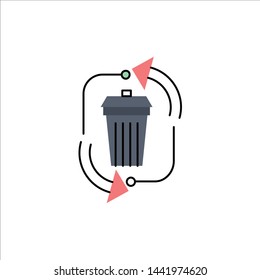 waste, disposal, garbage, management, recycle Flat Color Icon Vector
