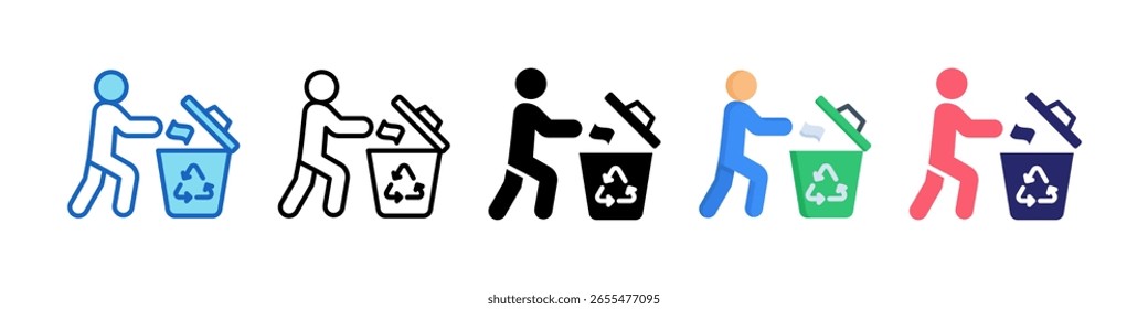 Icono de eliminación de residuos Colección de conjunto de estilos múltiples.