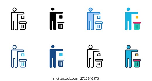 Conjunto de iconos de eliminación de residuos colección de Vector de estilo múltiple. Trazo editable 
