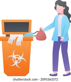 Waste Disposal And Management Service Concept, Biohazardous Through Ppe Vector Icon Design, Medical And Healthcare Scene Symbol,Disease Diagnostic Sign, Doctor And Patient Character Stock Illustration