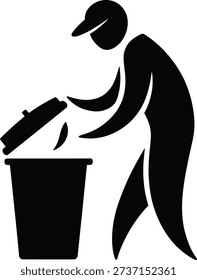 Waste Disposal in Trash Bin Showing Cleanliness Hygiene Environment Responsibility Pollution Silhouette