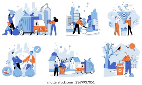 Waste disposal. Vector illustration. By adopting environmentally friendly waste management strategies, we minimize pollution and promote healthier ecosystem Being eco-conscious means embracing