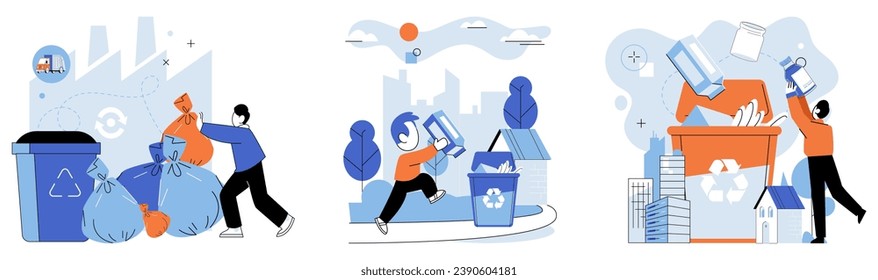 Waste disposal. Vector illustration. By opting for products with less packaging, avoiding single-use items, and embracing culture conscious consumption, we significantly reduce waste generation