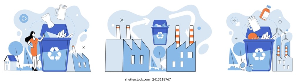 Waste disposal. Vector illustration. By embracing sustainable practices and adopting efficient technologies, we creduce our reliance on finite resources and preserve them for future generations