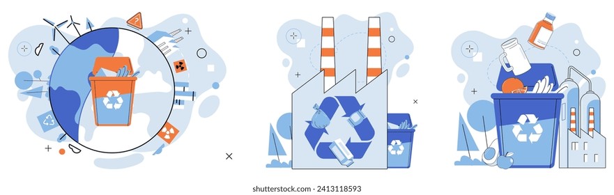 Waste disposal. Vector illustration. Hazardous waste disposal is like handling potentially harmful substances with caution, ensuring they are treated and disposed in accordance with safety regulations