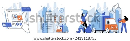 Waste disposal. Vector illustration. Junk and waste find new life through recycling and upcycling By transforming discarded materials into valuable resources, we reduce our reliance