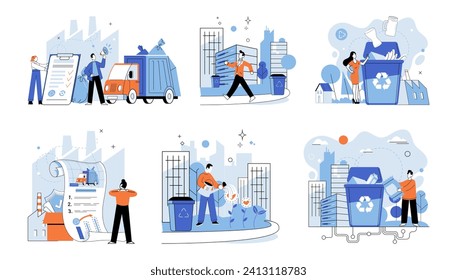 Waste disposal. Vector illustration. It is metaphorical bin where we handle remnants our consumption, making choices have significant impact on environment and world we live