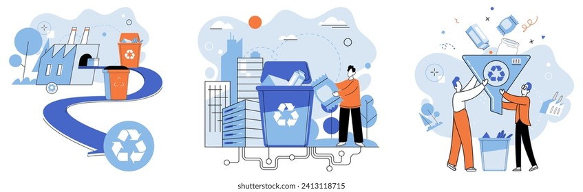 Waste disposal. Vector illustration. Safety measures ensure waste disposal is conducted in responsible and secure manner Waste disposal is resource-intensive process, highlighting importance