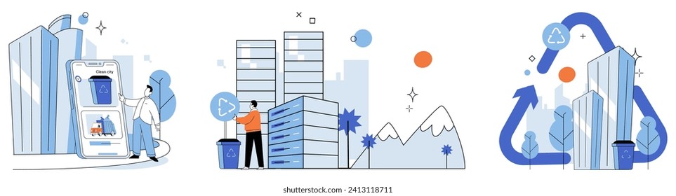 Waste disposal. Vector illustration. These practices contribute to more sustainable and resource-efficient future Safety is paramount in waste disposal, particularly when dealing with hazardous