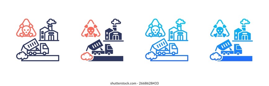 Paquete De Iconos De Sitio De Vertido De Residuos En Varios Estilos