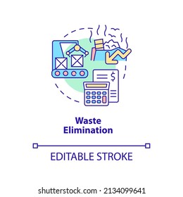 Waste elimination concept icon. Resource allocation. Centrally planned ES advantages abstract idea thin line illustration. Isolated outline drawing. Editable stroke. Arial, Myriad Pro-Bold fonts used